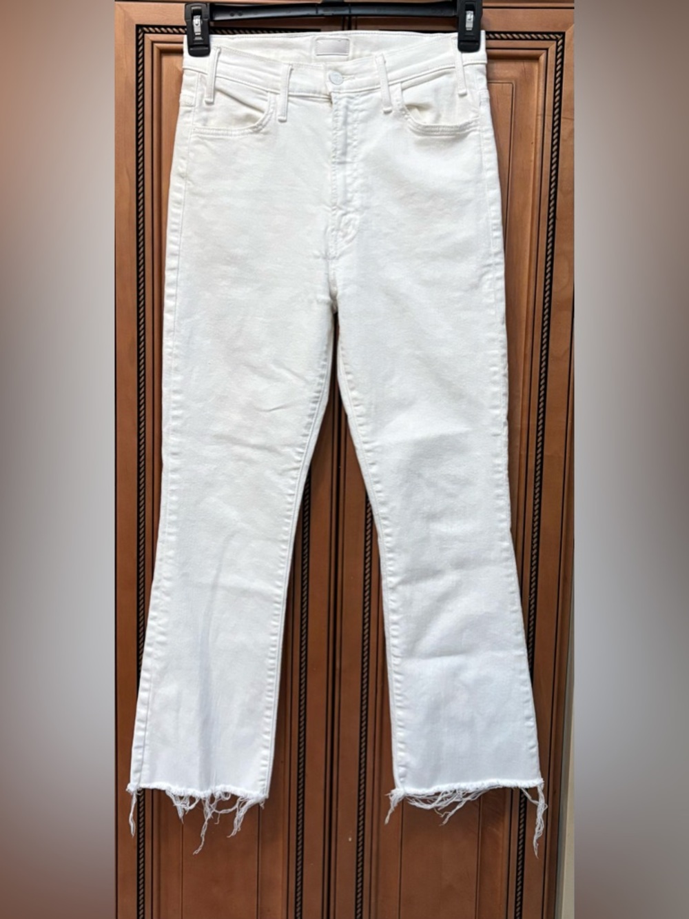 MOTHER Distressed Hem White Jeans. Size 29